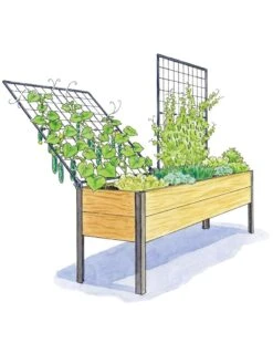 Elevated Planter Box And Space-Maker Pivoting Trellis Set, 2' X 8' 8 Elevated Planter Box And Space-Maker Pivoting Trellis Set, 2' X 8' -Gardener's supply company 8590367 SMTrellis 8ft tif