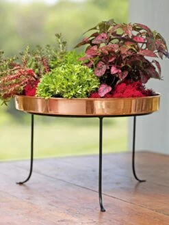 Large Round Copper Plant Tray, 14" -Gardener's supply company 8593567 4636 tif
