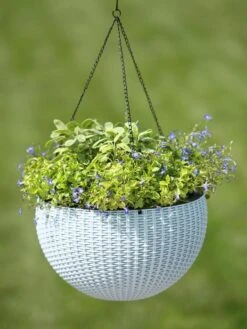 Weave Self-Watering Hanging Basket, 14" 7 Weave Self-Watering Hanging Basket, 14" -Gardener's supply company 8596490 10307 tif
