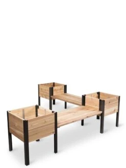Elevated Cedar Planter Bench Kit, Natural, 90" -Gardener's supply company 8597992 10056 tif
