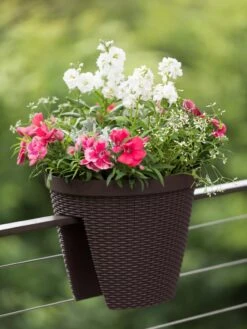 Weave Round Railing Planter, 11" -Gardener's supply company 8598370 8584 tif