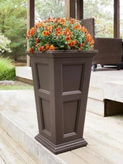 Fairfield Self-Watering Tall Patio Planters, 34” -Gardener's supply company 8600109 03V tif