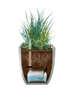 Self-Watering LavaStone® Modern Rectangle 11 Self-Watering LavaStone® Modern Rectangle -Gardener's supply company 8610250 SWInsert art 8inSq tif 1